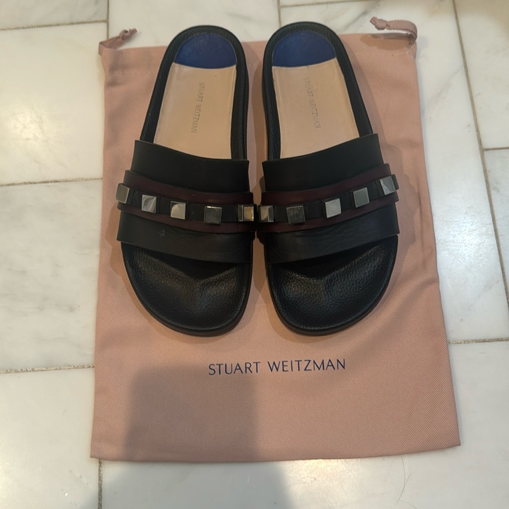 Stuart weitzman studded slides